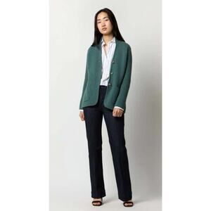 Ann Mashburn 100% Cashmere Tyrolean Style Knit Jacket Heather Green $595 Small